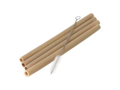 Bambus slamka - set od 4 kom. s četkicom