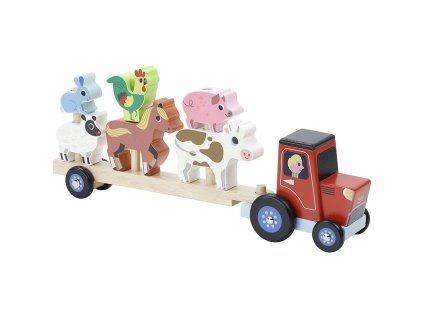 Drvena prikolica - traktor sa životinjama