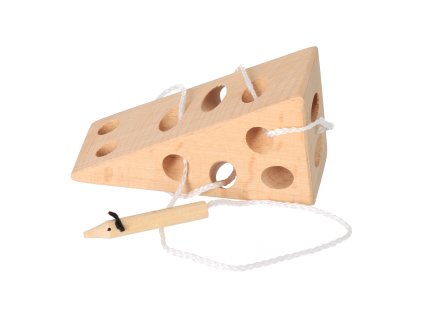 Drvena igra s provlačenjem uzice - miš u siru
