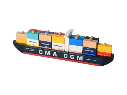 Drvena slagalica teretni brod s kontejnerima