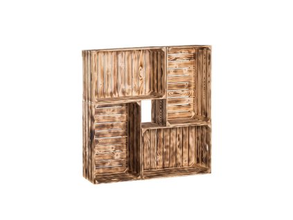 Drveni paljeni sanduci biblioteka 100 x 100 x 24 cm