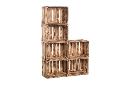 Drveni paljeni sanduci biblioteka 120 x 80 x 24 cm