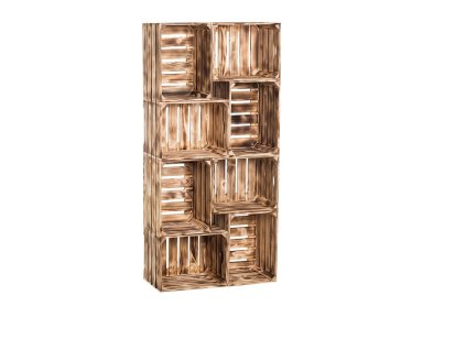 Drveni paljeni sanduci biblioteka 140 x 70 x 24 cm