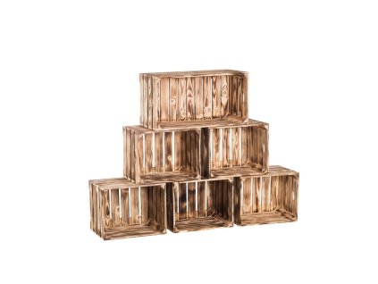 Drveni paljeni sanduci biblioteka 140 x 90 x 24 cm