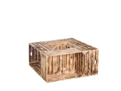 Drveni paljeni sanduci stolić za kavu 84 x 39 x 84 cm