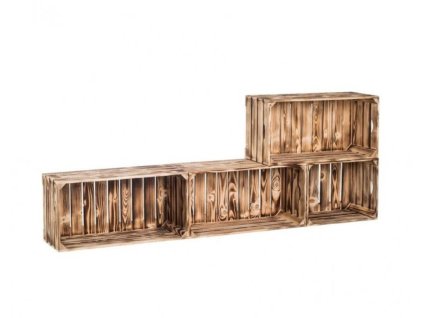 Drveni paljeni sanduci regal 160 x 60 x 24 cm
