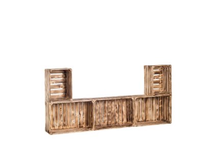 Drveni paljeni sanduci regal 79 x 180 x 24 cm