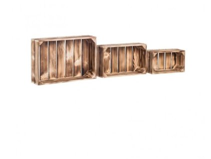 Drveni paljeni sanduci polica smreka