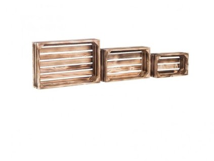 Drveni paljeni sanduci polica smreka II