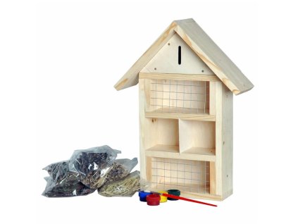 Drveni hotel za kukce za ukrašavanje 34 x 12 x 45 cm