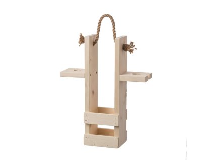 Drveni stalak za vino i dvije čaše