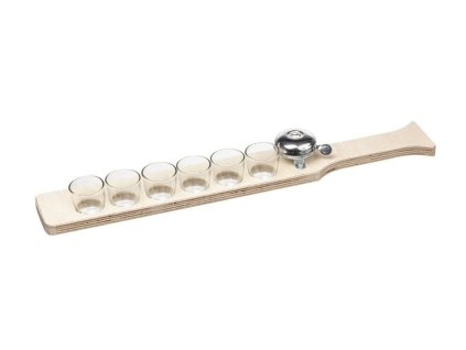 Drveni nosač sa 6 čašica i zvonom