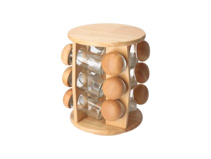 Drveni stalak s posudama za začine 12 kom.
