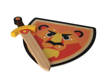 Drveni štit s mačem - Lav