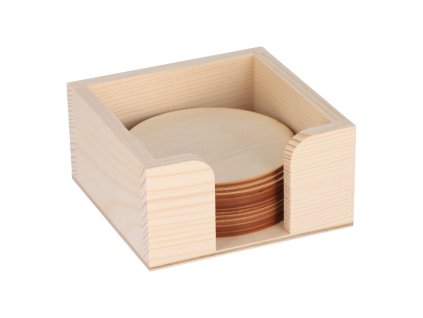 Drveni spremnik s okruglim podmetačima 10 kom.