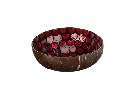 Posudica od kokosa s crvenim srcima