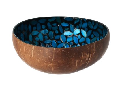 Posudica od kokosa s plavim cvjetovima