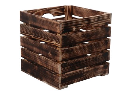 Drvena gajba od paljenog drveta 30 x 30 x 30 cm