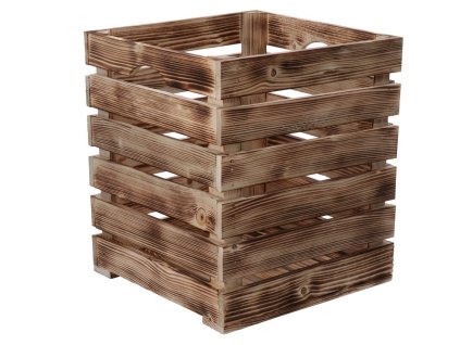 Drvena gajba od paljenog drveta 30 x 30 x 35 cm