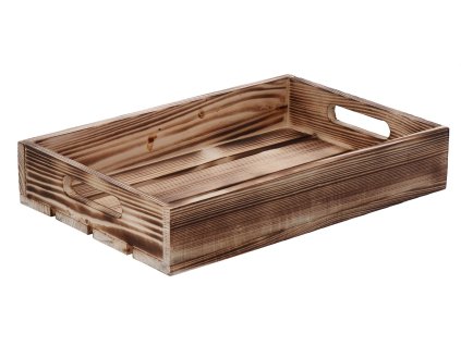 Drvena gajba od paljenog drveta 32 x 22 x 6 cm