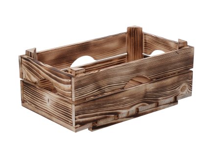 Drvena gajba od paljenog drveta 34 x 20 x 14 cm