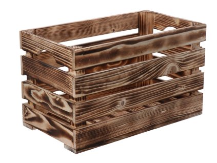 Drvena gajba od paljenog drveta 40 x 22 x 24 cm