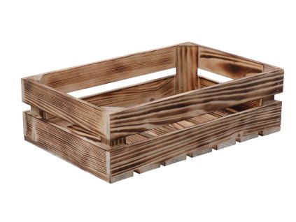 Drvena gajba od paljenog drveta 40 x 26 x 12 cm