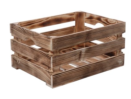 Drvena gajba od paljenog drveta 40 x 30 x 20 cm