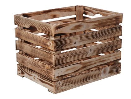 Drvena gajba od paljenog drveta 40 x 30 x 30 cm