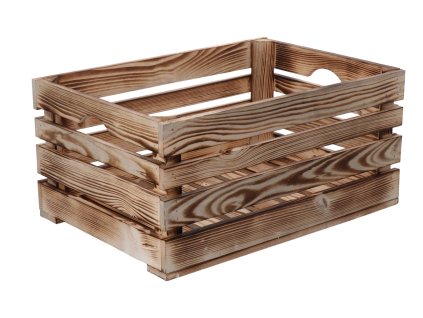 Drvena gajba od paljenog drveta 46 x 32 x 22 cm