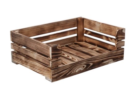 Drvena gajba od paljenog drveta otvorena 42 x 30 x 15 cm II