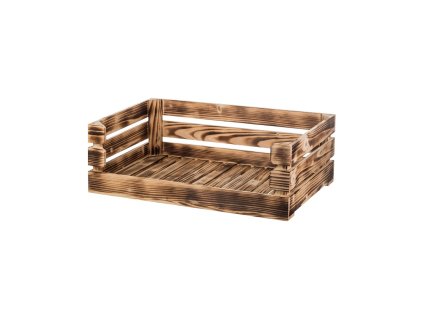 Drvena gajba od paljenog drveta otvorena 60 x 39 x 20 cm II