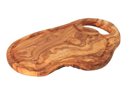 Daska za rezanje od maslinovog drveta s ručkom i utorom 40 cm