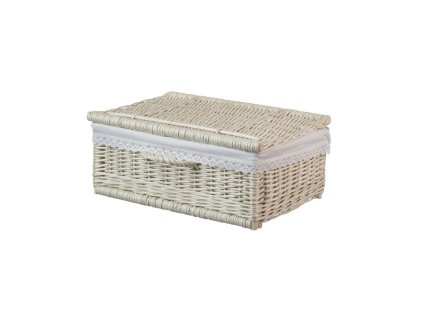 Pletena ladica bijela s poklopcem