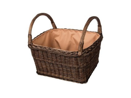 Pletena košara za drva četvrtasta - tamna lakirana