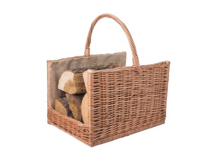 Pletena košara za drva četvrtasta svijetla