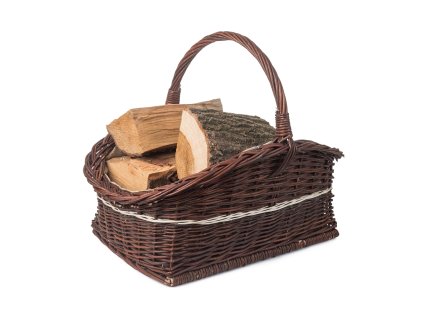 Pletena košara za drvo tamna ukrašena