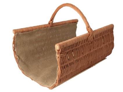 Pletena košara za drva zaobljena prirodna