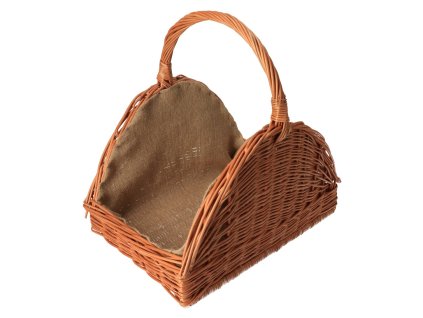 Pletena košara za drva zaobljena svijetla s jutom