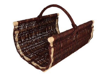 Pletena košara za drva zaobljena tamna