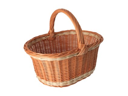 Pletena košara za nabavku prirodna s bijelom prugom