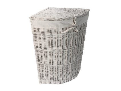 Pletena košara za rublje bijela kutna opšivena