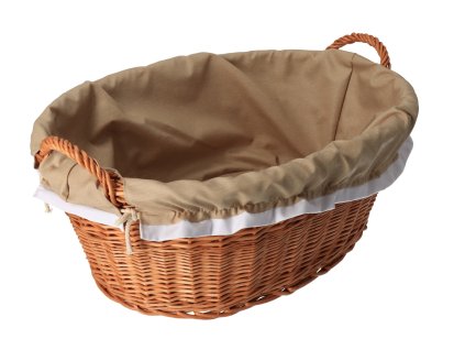 Pletena košara za rublje opšivena - prirodna