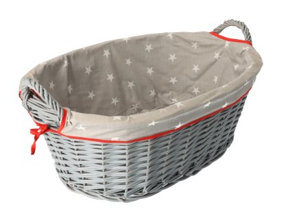 Pletena košara za rublje opšivena MIA I - siva