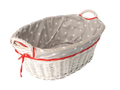 Pletena košara za rublje opšivena MIA II - bijela