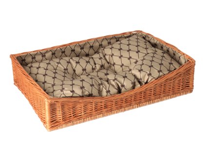 Pleteni krevet za ljubimca četvrtasti - s bež jastukom