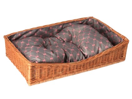 Pleteni krevet za ljubimca četvrtasti - sa sivim jastukom