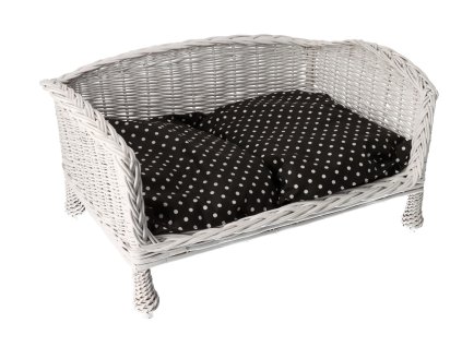 Pleteni krevet za psa na nogicama - bijeli