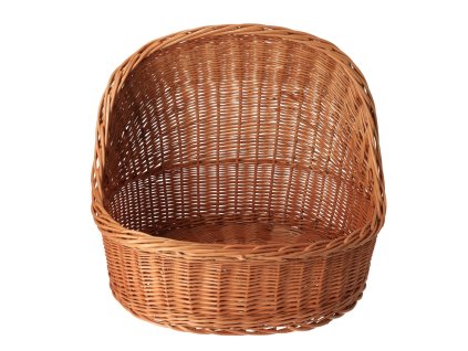 Pleteni krevet za psa s nadstrešnicom - prirodni