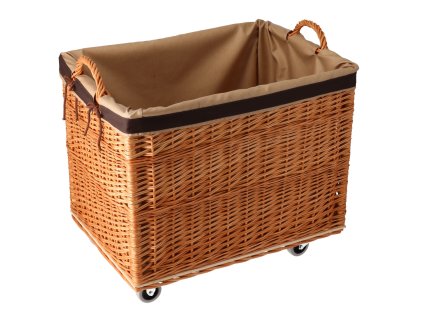 Prirodna pletena košara za drva opšivena - na kotače